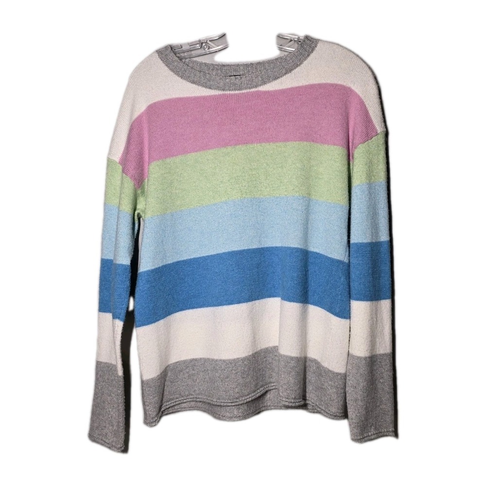 Talbots‎ Sweater Womens Sz Medium Long Sleeve Super Soft Sorbet Stripe Crew Neck